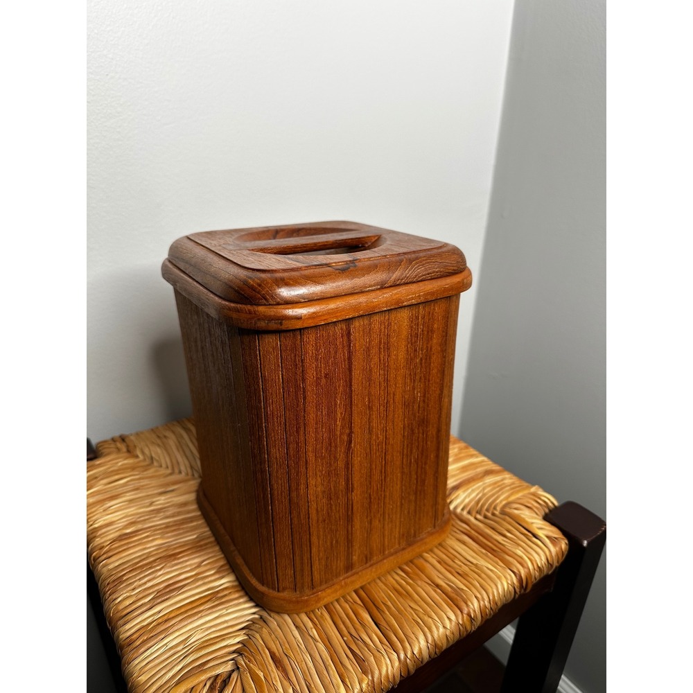 Vintage MCM Wooden Ice Bucket Mid Century Modern Barware with Liner
